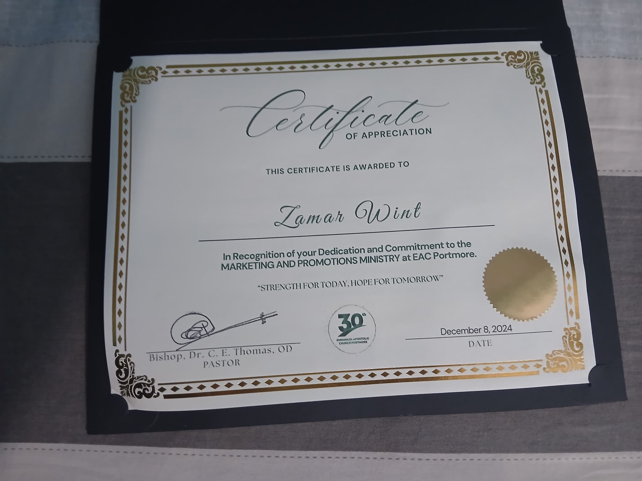 Long Service Award at EAC Portmore