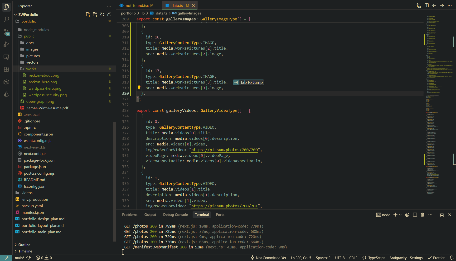 Portfolio Code Snapshot 1